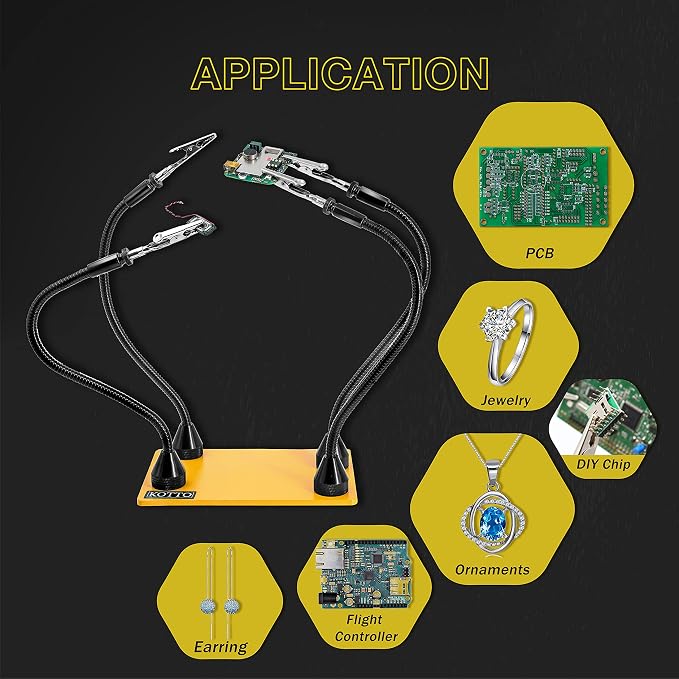 KOTTO Third Hand Soldering Tool PCB Holder Two Magnetic Based Flexible Metal - Image 6