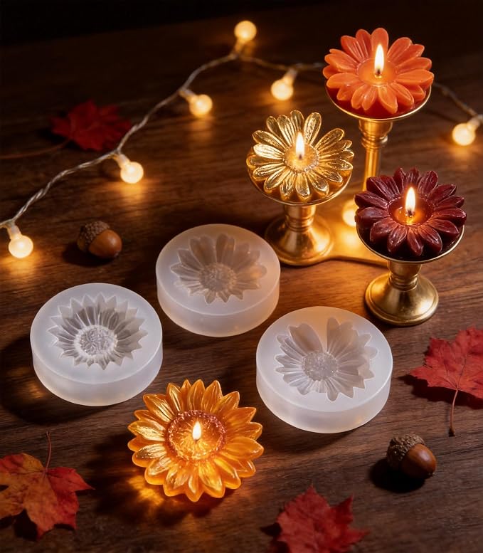 4 Pcs 3D Flower Silicone Molds Daisy Sunflower - Image 8