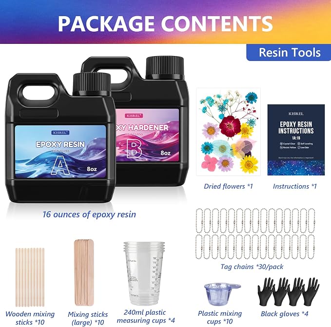 KISREL Epoxy Resin Kit, 16OZ Keychain Mold Resin Kit - Image 2