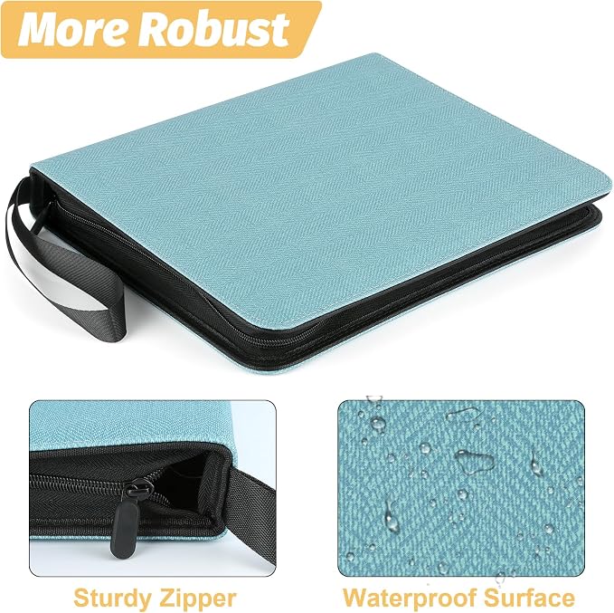 GERMUN 3 Ring 9 Pocket Zipper Card Binder, 720 Double Sided Standard PU Trading - Image 6
