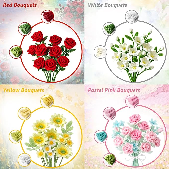 2000 PCS Pipe Cleaner Flower Kit, 30 Assorted Colors Pipe Cleaners Craft - Image 5