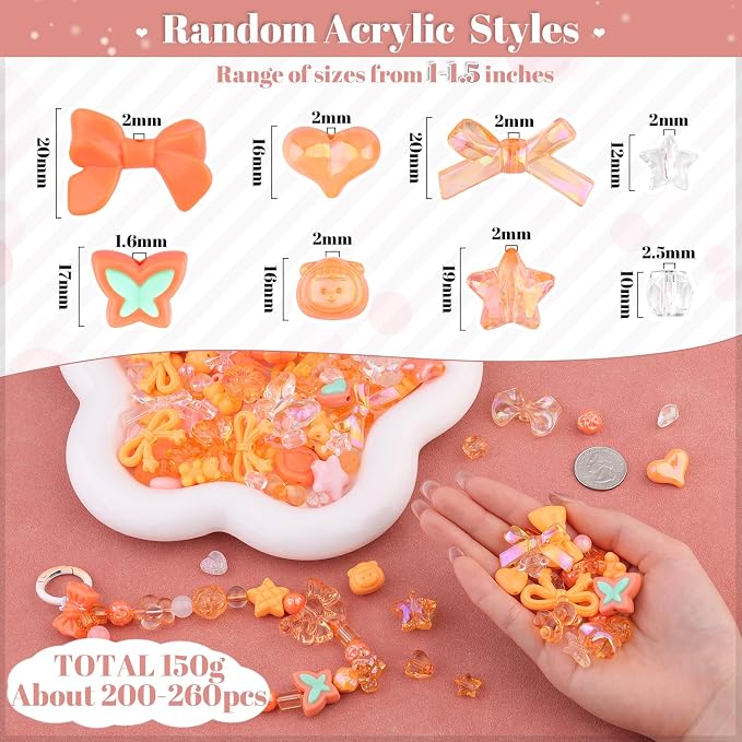 200-260PCS TINKRSTUFF Assorted Orange Acrylic Beads - Image 2