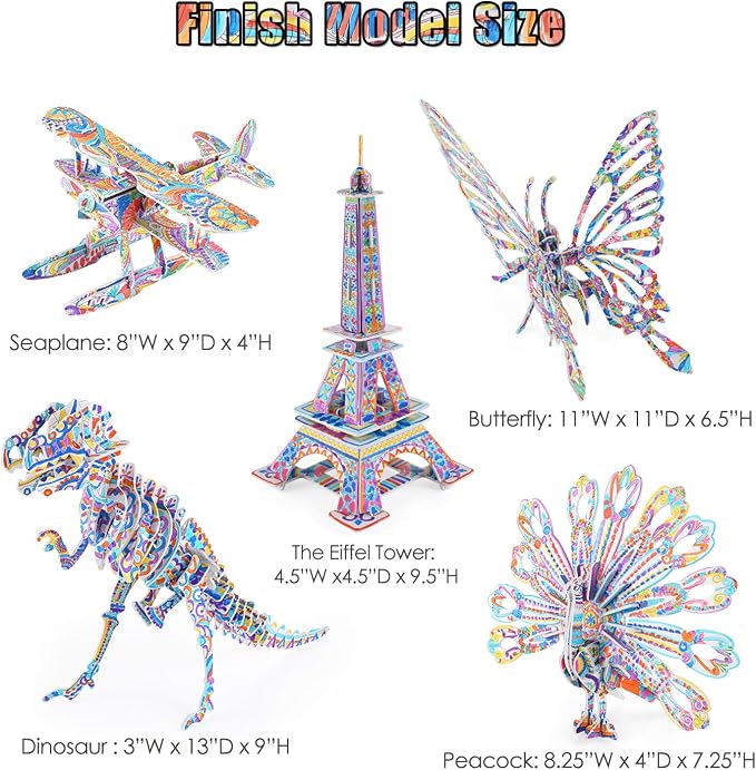 BEARUN 3D Coloring Puzzle Set, Arts and Crafts - Image 5
