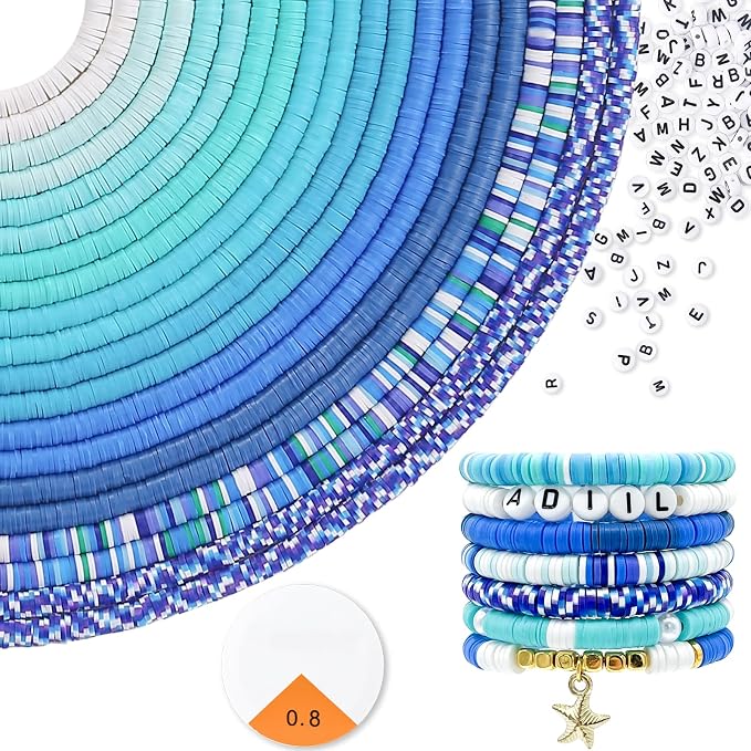 ADIIL 7200pcs Clay Beads Bracelet Making Kit, 6mm Polymer Heishi Beads by ADIIL