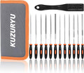 KUZURYU 14PCS Needle File Set - Small Diamond Files with 6 Jeweler's Files & 6 Steel Files （150mm）for DIY, Jewelry, Plastic, Wood & Metal Crafting – with Storage Bag & Steel Brush