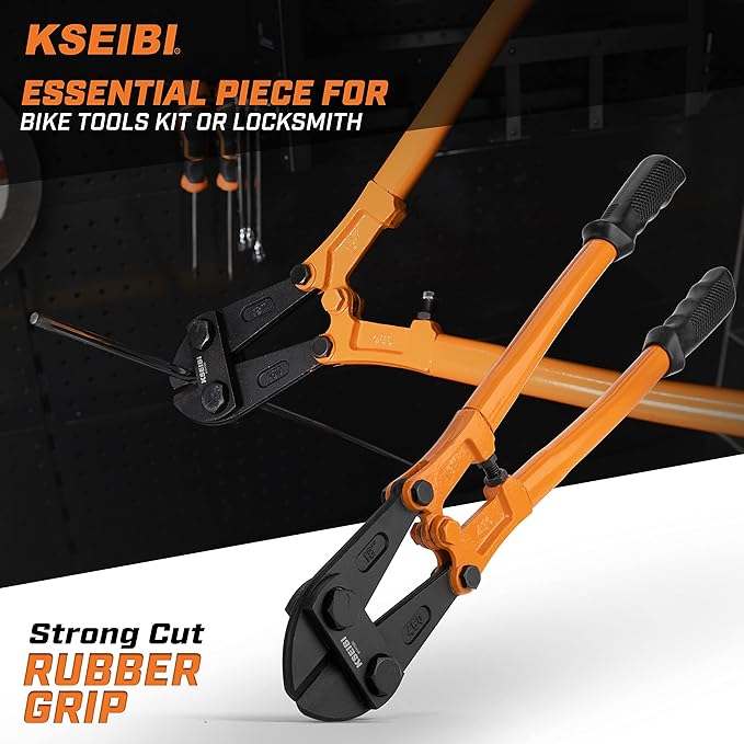 KSEIBI 141585 Heavy-Duty Medium Size Bolt Cutter 24" for Cutting Fence, Steel Wire, Chain, Screws, Rivet, and Medium Padlock, with Soft Grip Rubber Ergonomic Handle Cutters