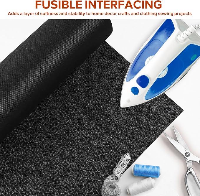 ZOMONETI Light Weight 17in x 30yd Black Iron On Non-Woven Fusible Interfacing - Image 6