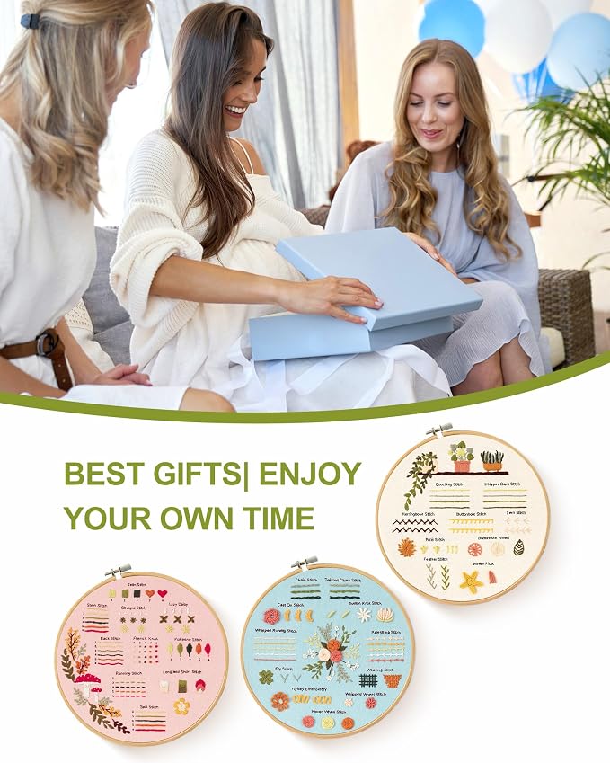 Santune 3 Sets Embroidery Kit for Beginners Adults, Learn Over 30 Different - Image 8