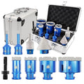 Diamond Core Drill Bit Set BRSCHNITT Diamond Hole Saw for Porcelain Tile Ceramic Marble Granite Drilling with 5/8-11 Thread(6/8/25/35/50/65 Drill bits,10-25mm Finger bit+SDS Adapter&35mm Chamfer bit.