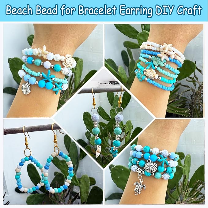 1960Pcs Ocean Beads for Bracelets Making Kit, Sea Turtle Seashell Starfish - Image 6