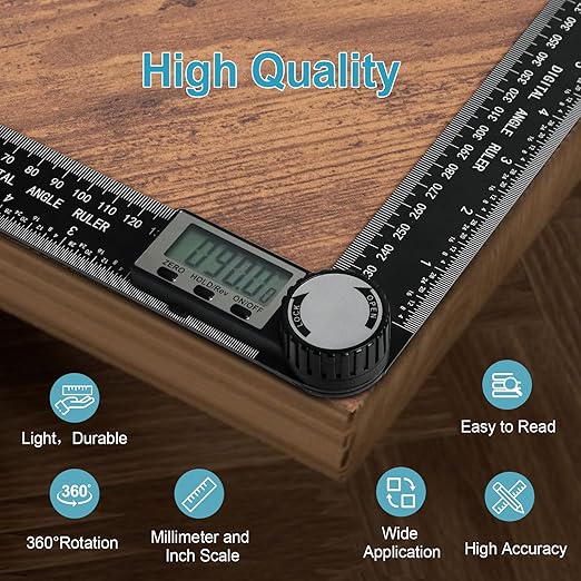Third Generation Protractor Angle Finder, Digital Angle Ruler with 7inch/200mm, Angle Gauge for Woodworking/Carpenter/Construction Tools(2 Batteries Included) (Enhanced ABS)