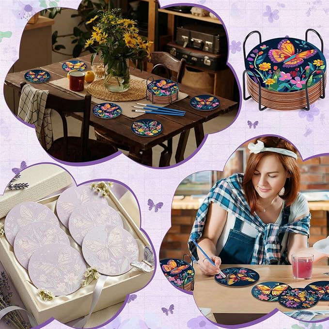 Reallnaive 8 Pcs Butterfly Flowers Paint by Numbers Kit - Image 5
