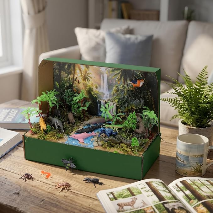 90 Pcs Tropical Rainforest Diorama Kit Habitat Project Box Set Rainforest - Image 6