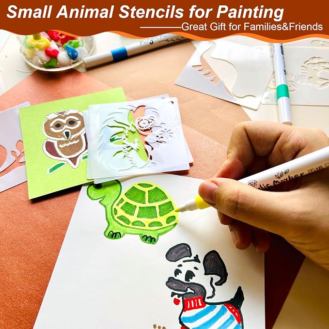 Animal Stencils for Painting on Wood, Small Plastic Rock Templates for Painting - Image 6