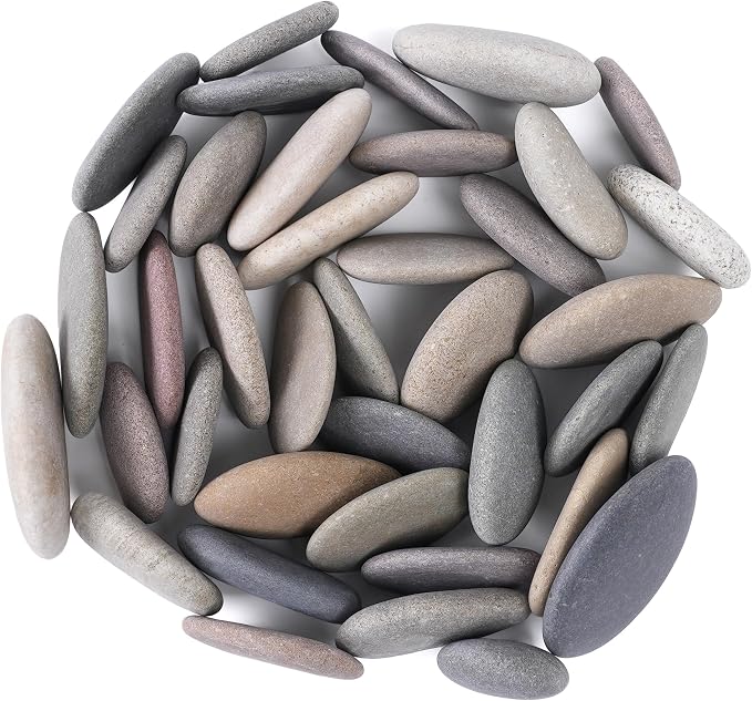 ROCART 12 PCS Large 3.35-4.15" Smooth Natural River Rocks by ROCART