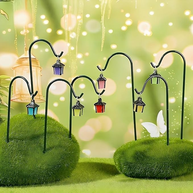 YAHUIPEIUS 7PCS Miniature Garden Stakes, Resin Mini Lanterns Decorative Potted by YAHUIPEIUS