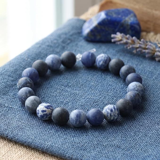 60pcs Natural Matte Olded Blue Sodalite Gemstone Beads，6mm Frosted Round Loose - Image 4