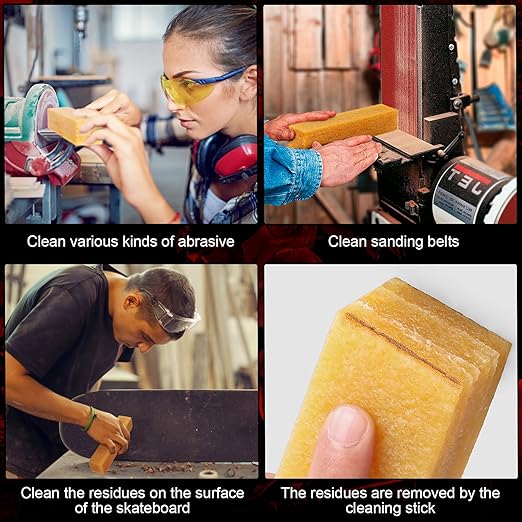Sanding Belt & Disc Cleaner Stick 1-1/2"x1-1/2 x7-7/8 - Natural Rubber Abrasive Reviver for Woodworking Sanders, Restores Grit & Extends Belt Life