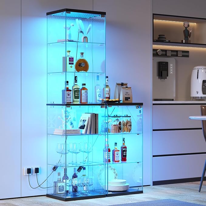 Dystler 3-Tier Glass Display Case, RGB LED Lights - Image 9