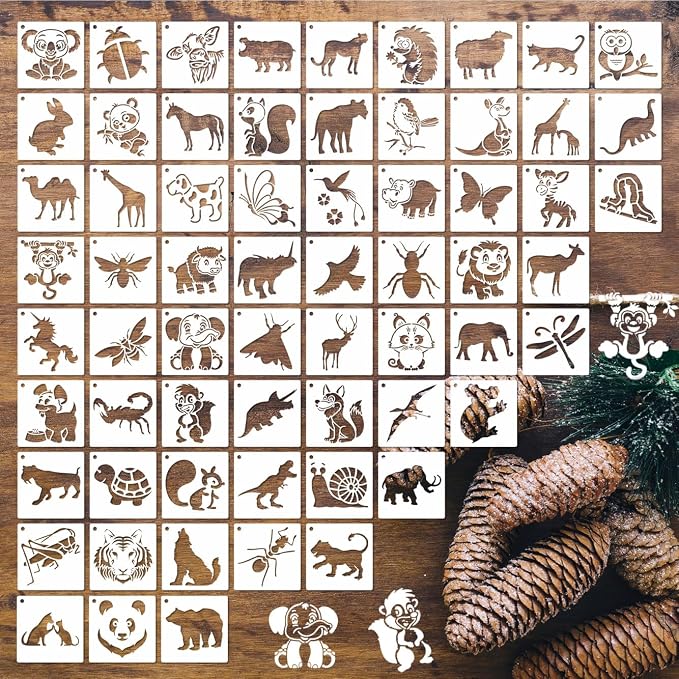 Animal Stencils for Painting on Wood, Small Plastic Rock Templates for Painting by Felixcraft-DIYDreamscape