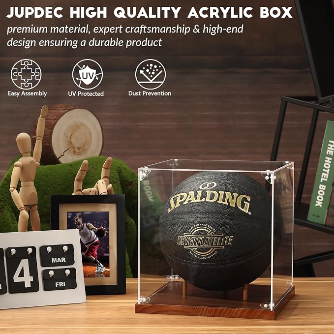 JupDec Basketball Display Case Acrylic Clear 10" Full Size - Image 6