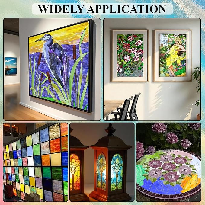 36 Sheets Opaque Stained Glass Bulk Variety Pack, 4 x 6 Inch Mosaic Glass Tiles - Image 7