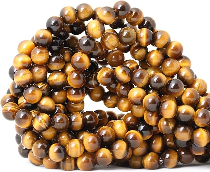 45PCS 8mm Natural Yellow Tiger Eye Stone Gemstone Round Loose Beads by CHEAVIAN
