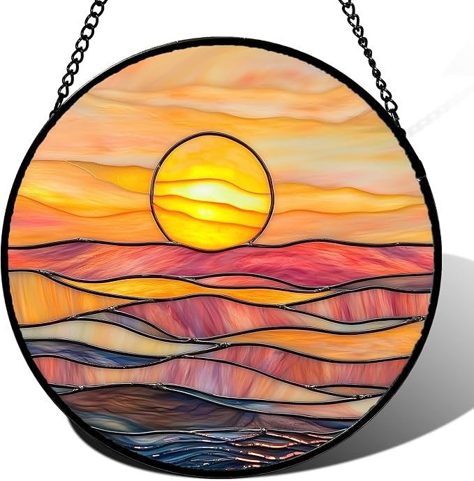Stained Glass Window Hanging, and Mom 7.8 in by HWRHTR