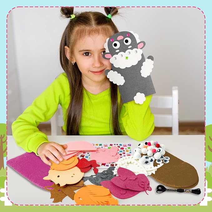 WATINC 6Pcs Hand Puppet Making Kit, Art Craft Felt Sock Puppet Toys, Creative - Image 6