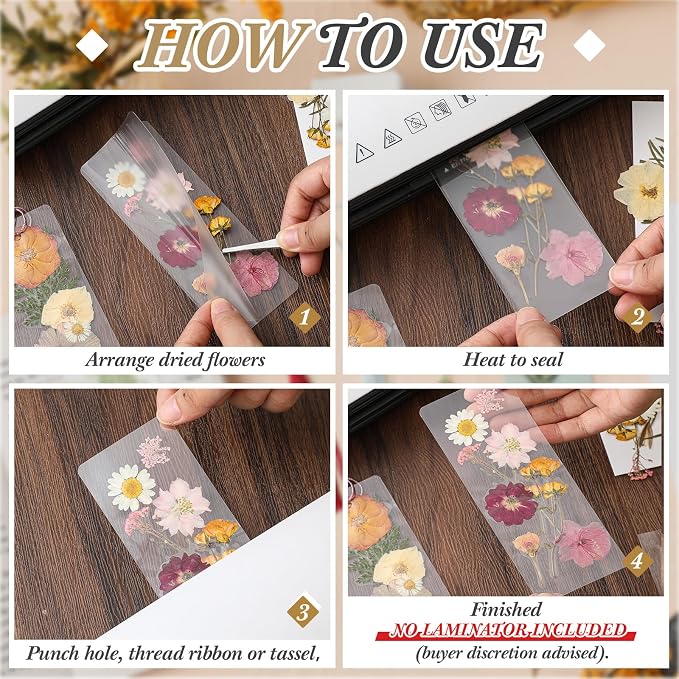 Fuyoooo 376 Pcs Pressed Flowers Bookmark Making Kit, DIY Bookmark Laminating - Image 4