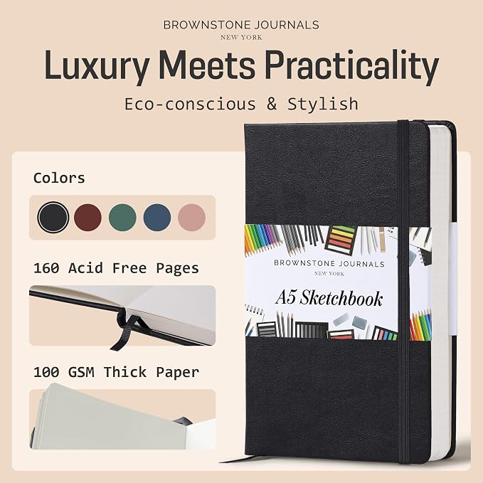 BROWNSTONE JOURNALS A5 Sketch Book Hardcover - Image 2