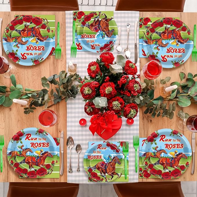 Qyeahkj 100 Pcs Kentucky Party Supplies Derby Day Tableware Set Run - Image 5
