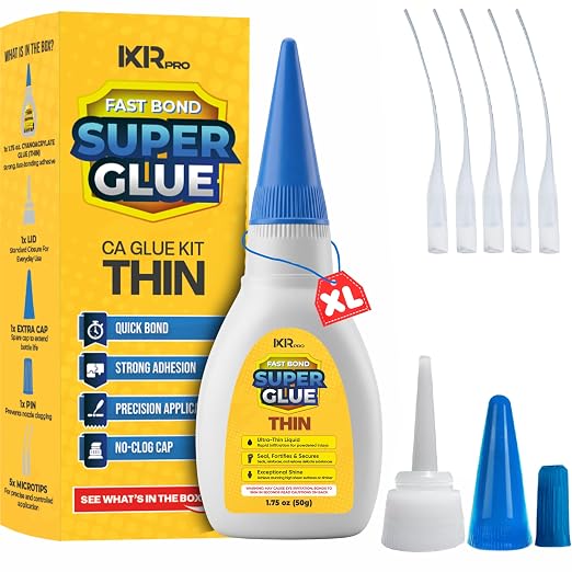 CA Glue Thin Viscosity Kit, 1.75 oz. Cyanoacrylate Glue, Super Glue by ixirpro