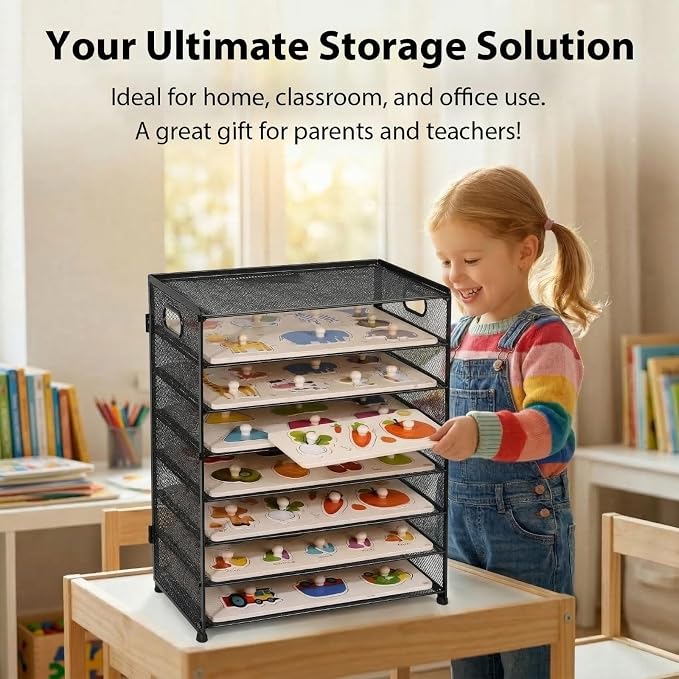 8-Tier Puzzle Organizer Rack, Wooden Puzzle Storage Holder - Image 5