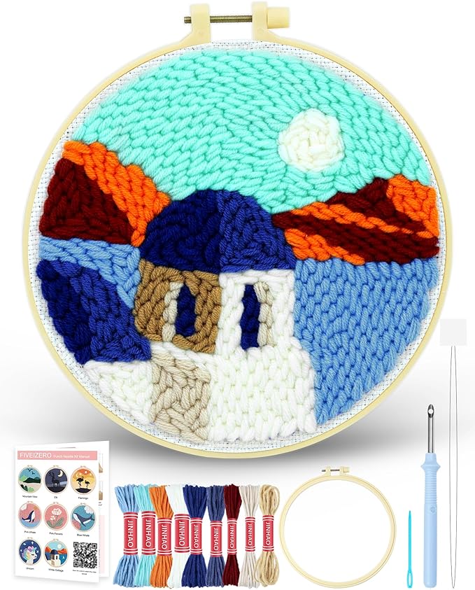 FIVEIZERO DIY Punch Needle Kit for Beginners, Yarn Punch Needle Art Craft Kit by FIVEIZERO