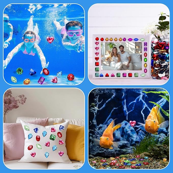 MARFOREVER 100 Pcs Toys Gems Pirate Treasure Jewels Fake Acrylic Gems Colorful - Image 7