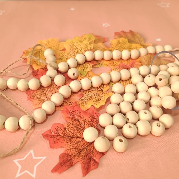 240PCS Natural Round Wooden Beads - Image 2