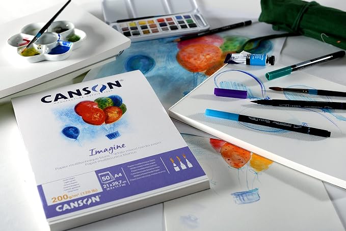 Canson Imagine Mixed Media 200gsm Paper, Natural White, A4 pad Including 50 - Image 4