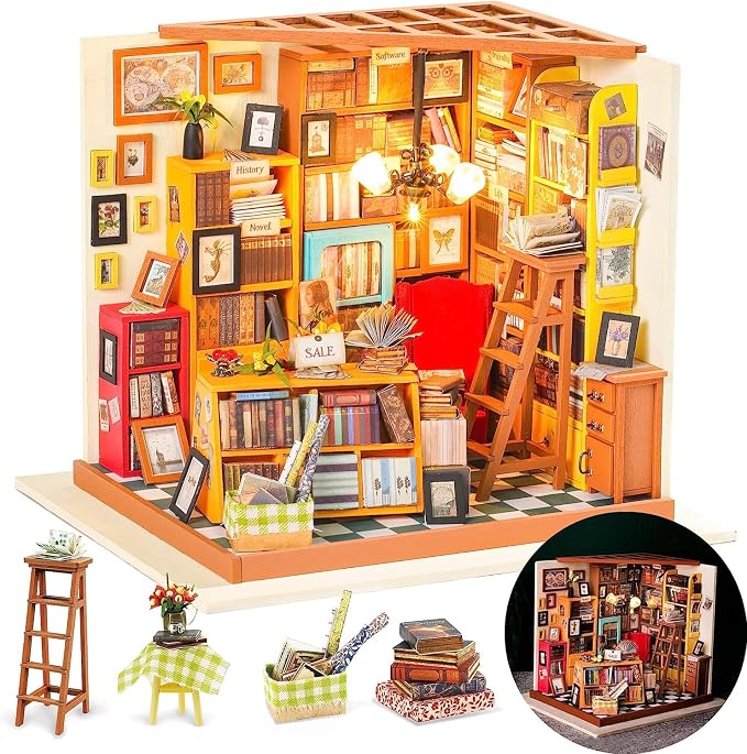 Rolife DIY Miniature House Kit Sam's Study, Tiny House Kit by Rolife