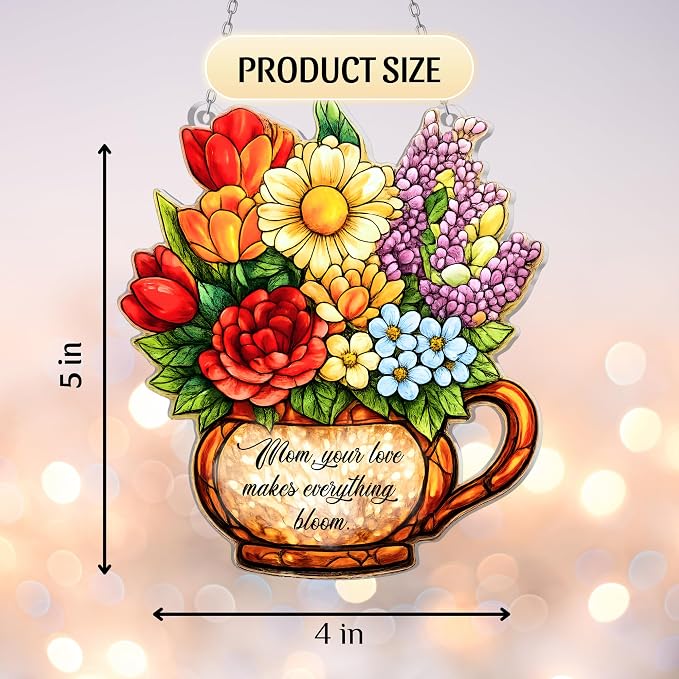 Sunflower Suncatcher Ornament – Acrylic Sunflower Window Hanging Decoration - Image 6