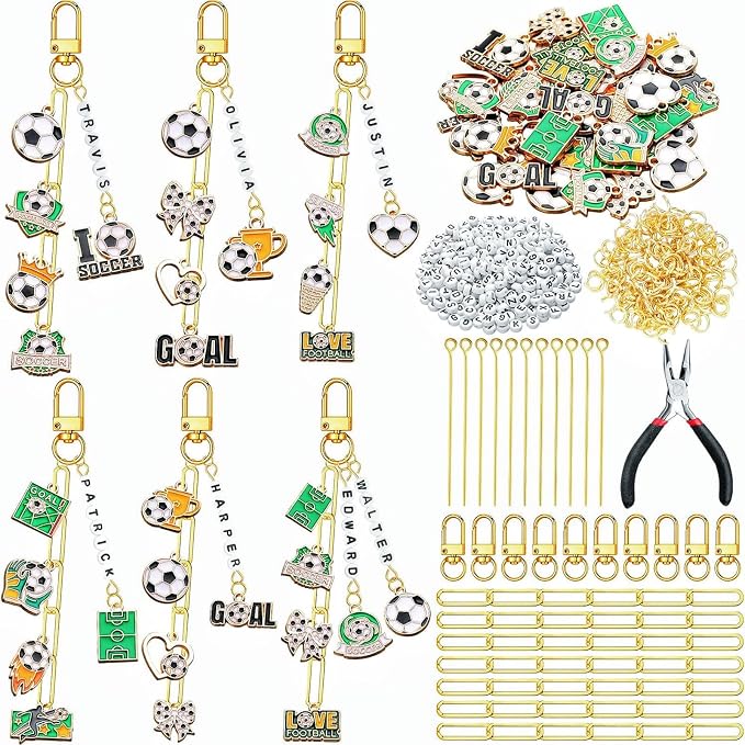 CraftyDream 558 Pcs Soccer Charms Keychain Making Kit DIY Soccer Charms Letter by CraftyDream
