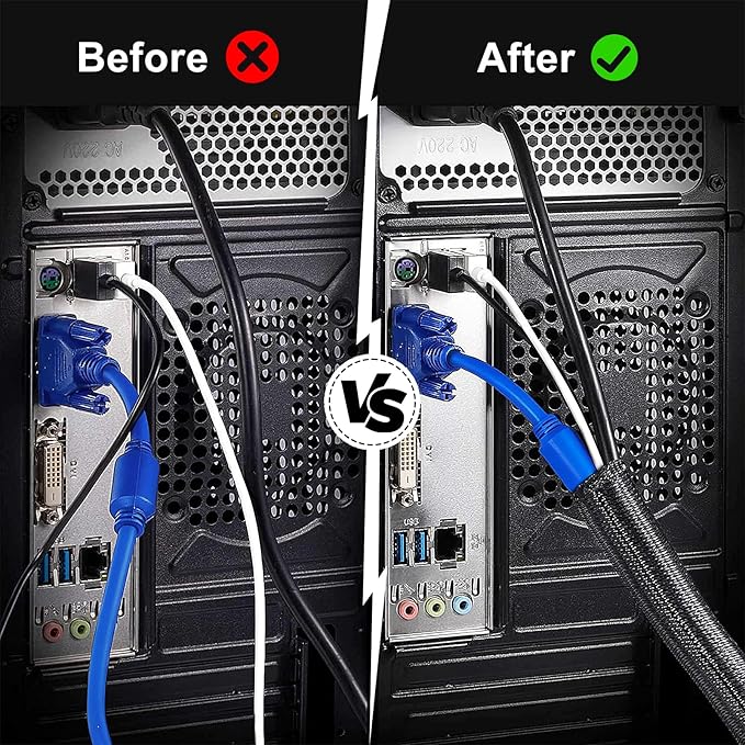 1-1/4” Cable Management Loom Wrap Sleeve Cord Wire Hider Organizer Covers | - Image 4