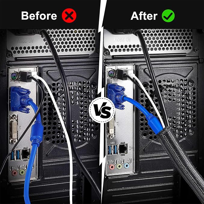 3/8” Cable Management Loom Wrap Sleeve Cord Wire Hider Organizer Covers | - Image 4