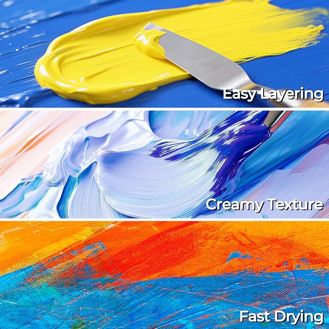 Nicpro 8 Primary Colors Acrylic Paint Set, Rich Pigment, Non Toxic Craft Paint - Image 4