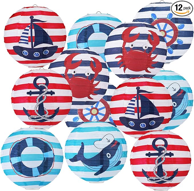 Panelee 12 Pcs Nautical Birthday Party Decorations Anchor Sailor Boat Cruise by Panelee