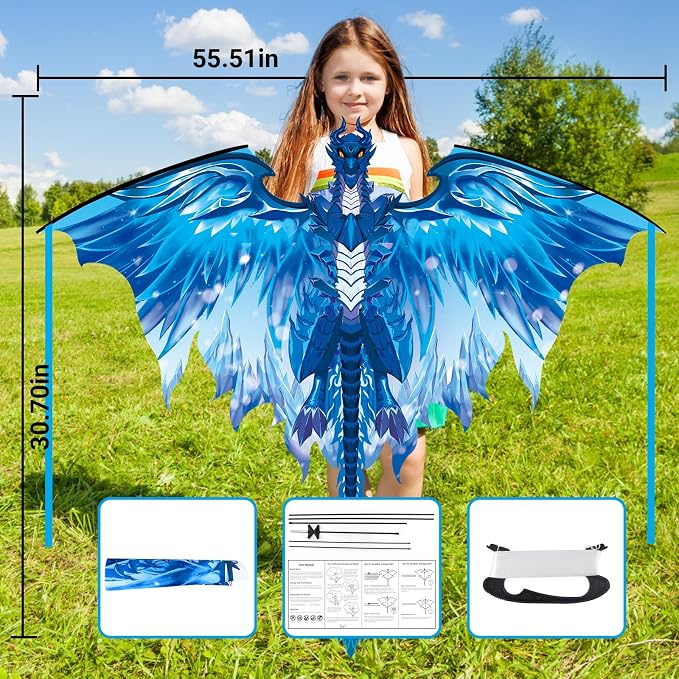 Dragon Kite for Adults, Gifts for Easter, Kites for Kids Ages 4-8 8-12 Easy to - Image 4