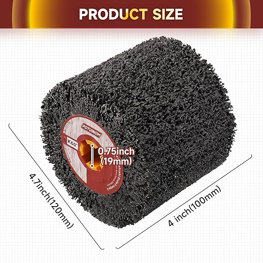Abrasive Drawing Wheel Surface Conditioning Tool 60 Grit 120 x 100 x 19 mm Wire Drawing Burnishing Polishing Wheel for Wood Metal Surface Polishing 4.7"x 4"