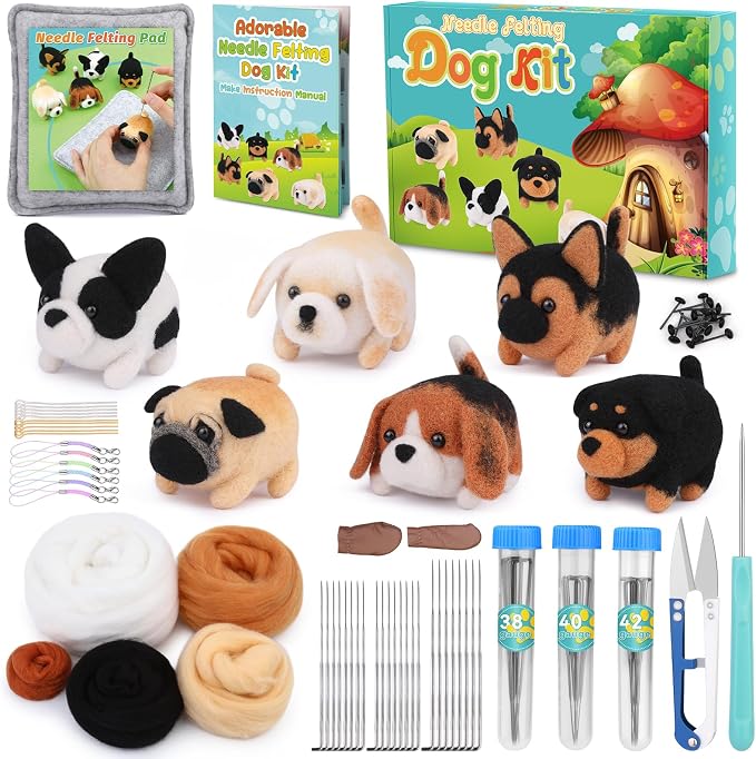 UOOU Felting Kit, Wool Roving, Felting Pad, Instruction Manual, Needle Felting by UOOU