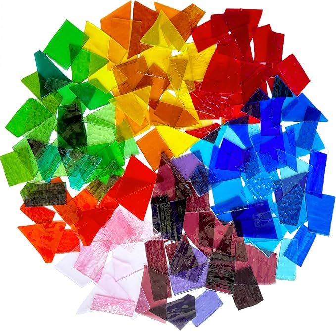 ILLUCKAI 2.2lb Colorful Transparent Stained Glass Scraps, Irregular Stained by ILLUCKAI