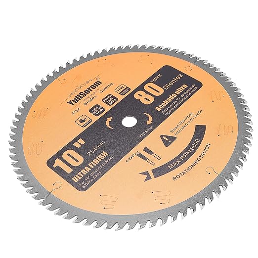10" Miter/Table Saw Blade, 80 Teeth ATB Tungsten Carbide Saw Blades with 5/8" Arbor for Wood, Aluminum, PVC Pipe and Plastic Cutting